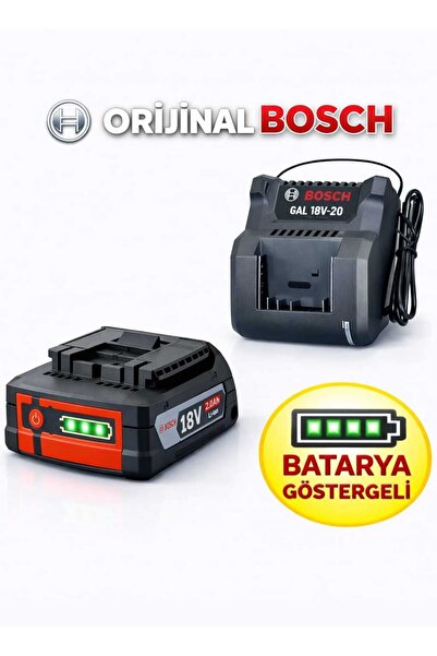 Bosch Gba 18V 2.0 Ah Dolum Göstergeli Batarya + Gal 18 20 Şarj Cihazı
