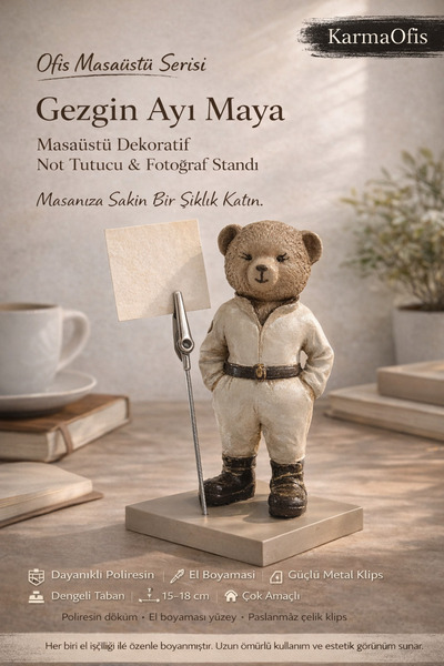 KarmaOfis Traveler Bear Maya Note Holder & Photo Stand |   Decorative Desktop...