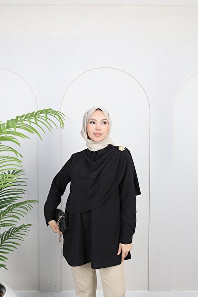 Nergis Neva Butik Modal Tunic with Shawl and Brooch