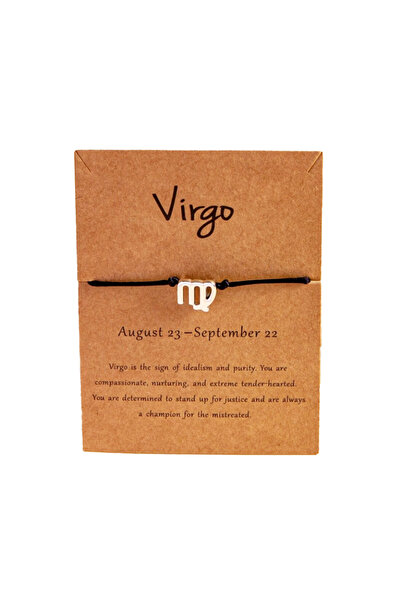 EFAYN.RO Bratara semn zodiac fecioara argintiu, creata manual, neagra, unisex...