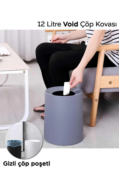 ARVALE 12 Litre Gizli Poşetli Çöp Kovası – Hotel Ofis & Home Office Masa Altı...