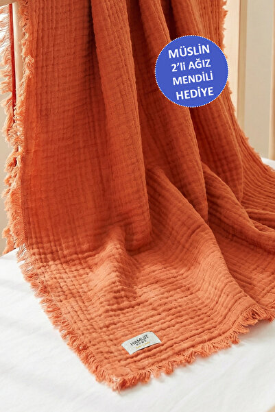 HAMUR Bebek Müslin Pike Örtü %100 Pamuk 2'li Ağız Bezi Hediyeli Yenidoğan 85x...