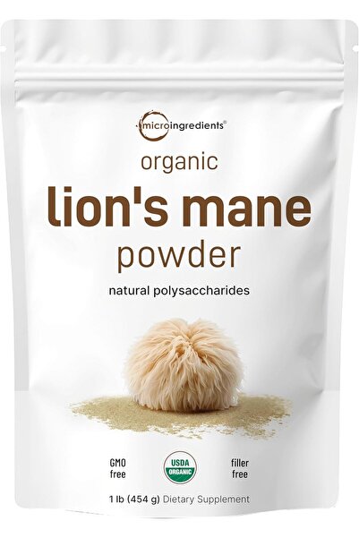 Micro ingredients Lion’s Mane Powder 50:1, Vegan, Brain & Immune Support, 8oz