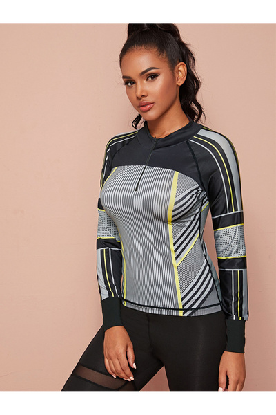 FridayIn Female Sports Round neck Printing Slim Pullover
