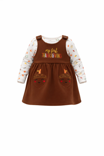 Bambimici - Jumpskirt Set Bodysuit Printed - Dark Brown, 03M to 12M