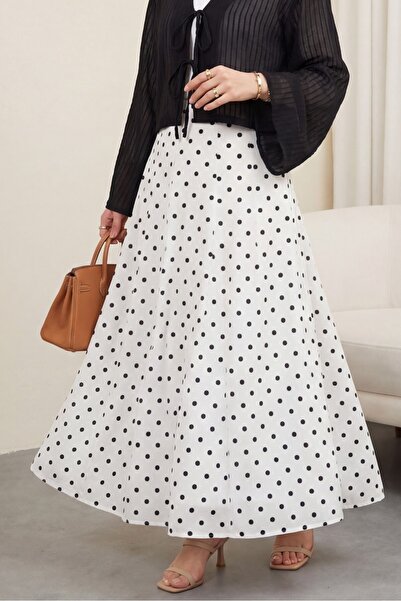 Modamorfo Рокля на точки с подплата и цип на гърба - бяла