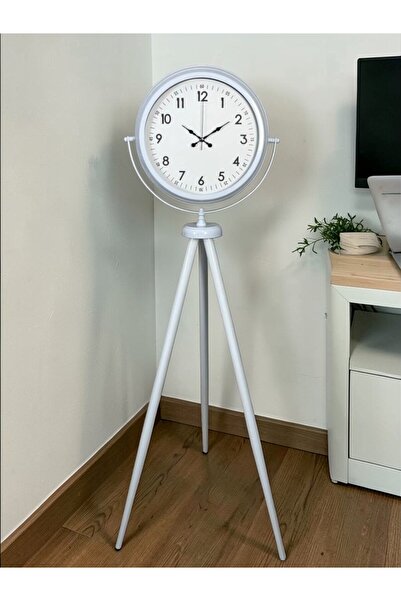 Leyaton ساعة أنيقة بيضاء بحامل ثلاثي القوائم RVRYT-RS345