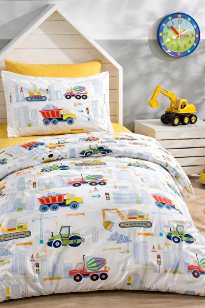 Eponj Home Kolay Ütülenir Nevresim Takımı Tek Kişilik ŞantiyeParkı Beyaz