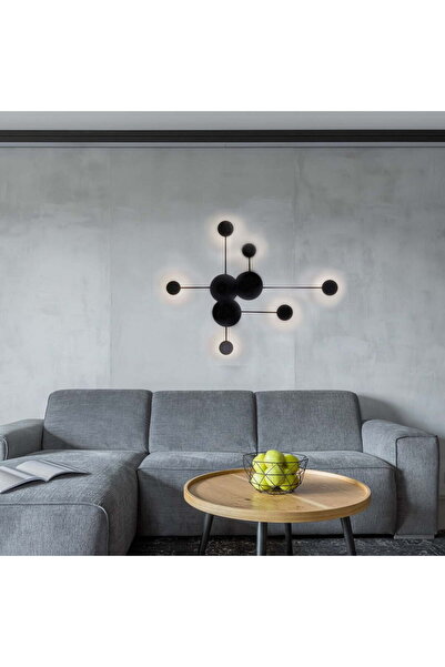 luminastar LED Ceiling Light 60W, 9 Black Circles, Cold/Warm/Neutral Light