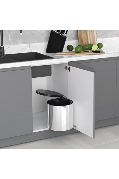 STARAX WASTE BASKET WITH AUTOMATIC LID - STAINLESS STEEL