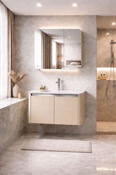 Radinavico Bathroom furniture set, 60x47x40cm and cabinet with LED mirror and...