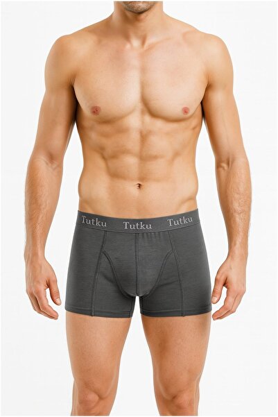 Tutku Erkek Elastan Likralı Boxer Füme 6'lı Paket Abani Classic
