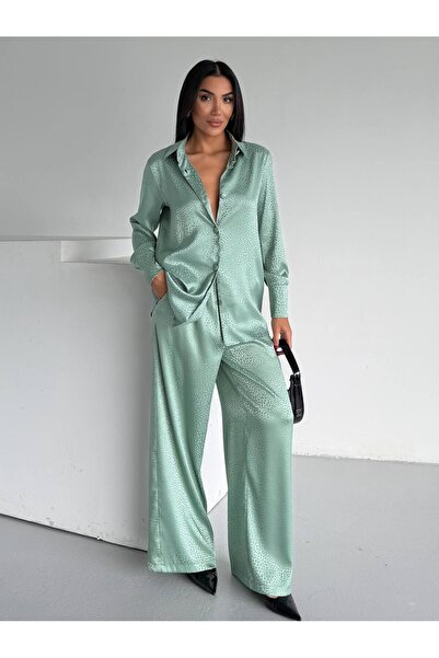 delis Women's two-piece pajama set, with buttons – 2500402, Mint green