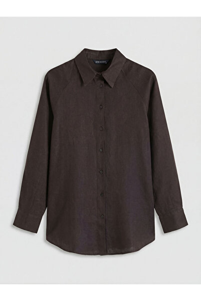 LC Waikiki Brown Women's Linen Shirt