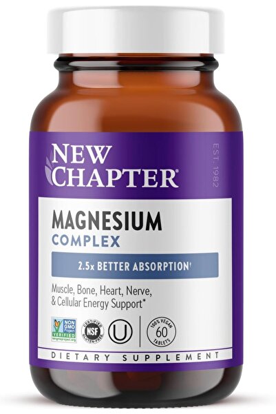 New Chapter Magnesium Complex 325mg, Heart & Bone Support, Vegan, 60 Tablets