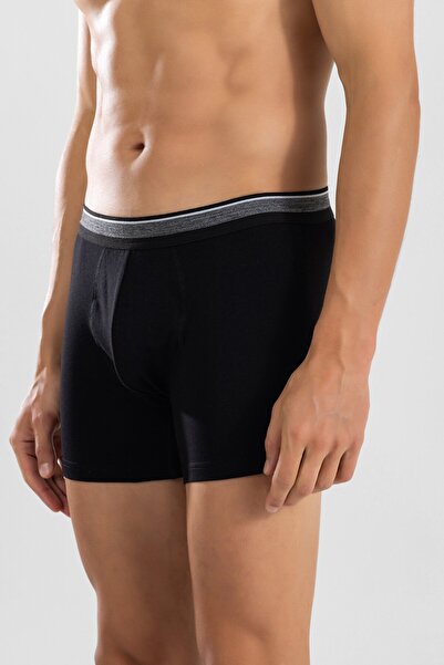 BAYKAR Erkek Compact Pamuklu Düz Boxer 1428 Siyah