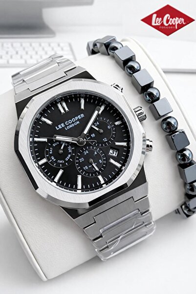 Lee Cooper Steel Cord Dial Features Active 50 Mt Water Resistant Men's Wristw...