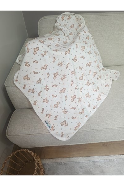 minnakya Newborn Baby Blanket 80*90 Cotton Double-Layered Combed Cotton Blanket
