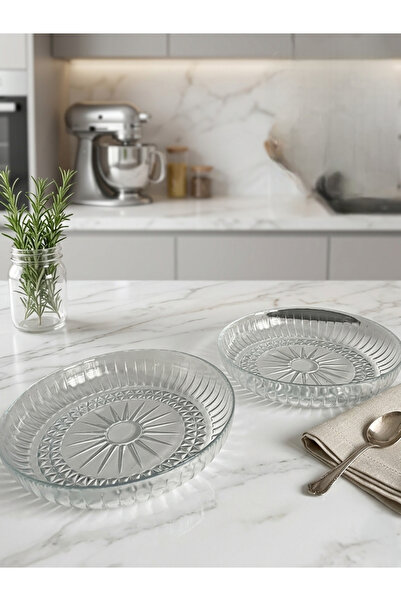 KASE Selen desen cam salata ve meyve kasesi 2li