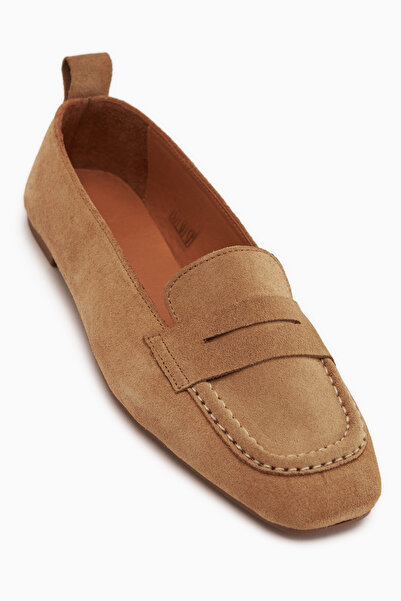 Limoya Novin Genuine Leather Honey Foam Blunt Toe Women's Ballerinas