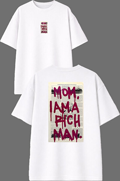 VSRN Tricou oversize alb cu imprimeu față-spate Mom I Ama Design