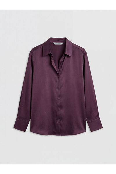 LC Waikiki Γυναικείο πουκάμισο από σατέν με όψη δαμασκηνί