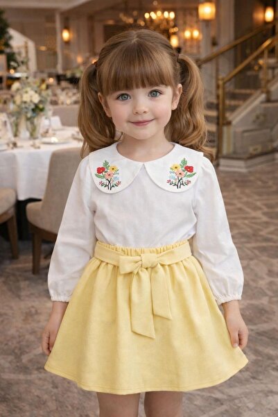 COLORDS Girl's Embroidery Detailed Shirt-Skirt Set
