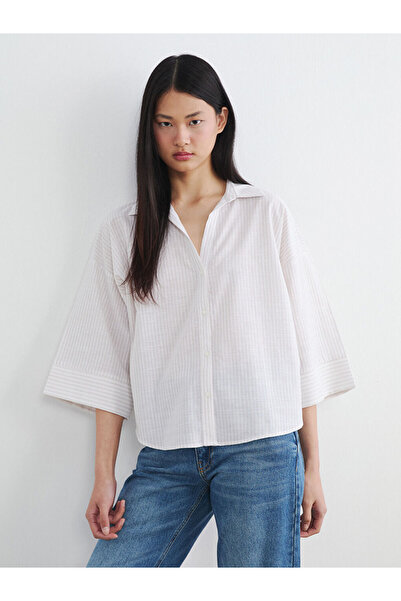 LC Waikiki Rmz Gi̇yi̇m Farkiyla Striped Loose Fit Poplin Women's Shirt