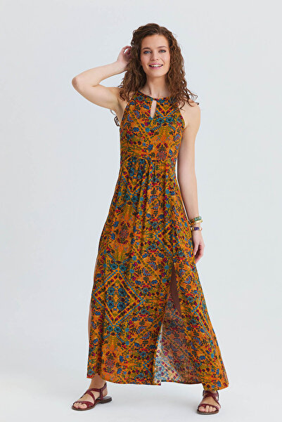 Los banditos Dekolteli Ön Yırtmaçlı Elbise