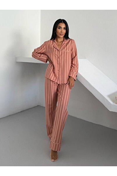 delis Women's two-piece pajama set, with buttons – 2500295, Peach