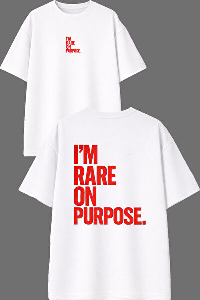 VSRN Tricou I m Rare Design, alb, supradimensionat, imprimat față și spate