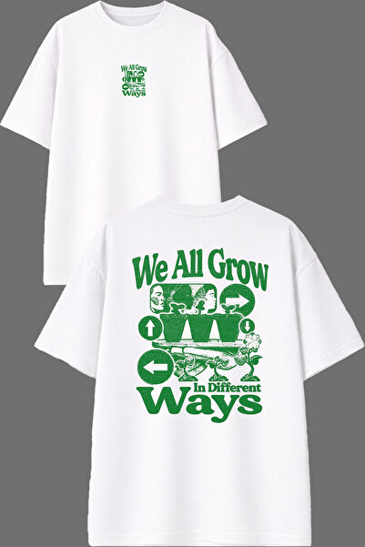 VSRN Tricou oversize alb cu imprimeu pe față și spate We All Ways Design