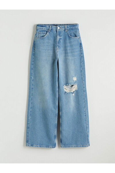 LC Waikiki Indigo ripped detailed wideleg women's jean pants from gulis clothing