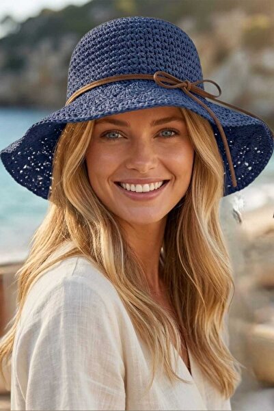 Uniquetrenders Γυναικείο καλοκαιρινό ψάθινο καπέλο με πλεκτό σχέδιο και φαρδύ...