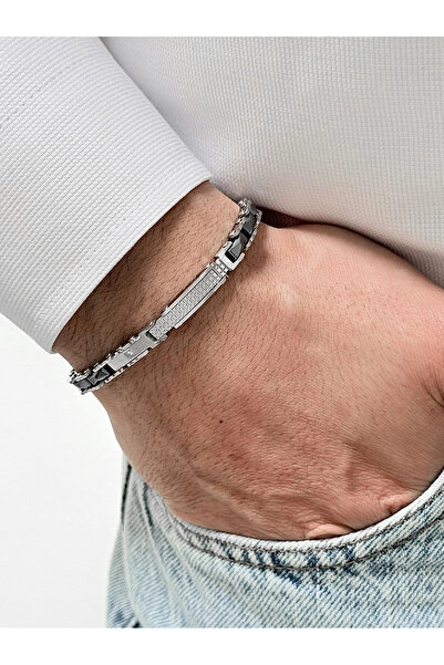 FERRO سوار رجالي من الفولاذ الفضي FRJ10147A-V مع عبوة هدايا بضمان لمدة عامين