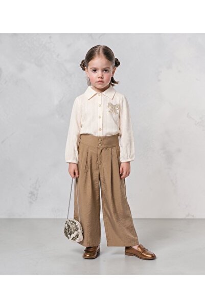 LİTTLE ANGELS Girl's Scallop Shirt, Pants and Bag 3-Piece Set