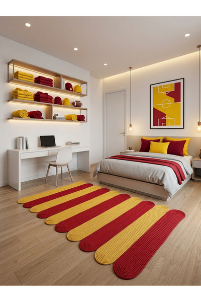 Jutien Genç Odası Taraftar Halısı Sarı-Kırmızı