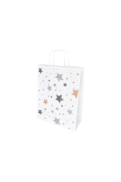 Papette Set of 100 Kraft Paper Bags with Christmas Pattern Star Doodle Night ...