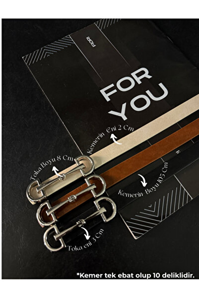 Fiori Long Silver Buckle Thin Women's Belt, Coat Belt, Shirt Belt, Dress Belt