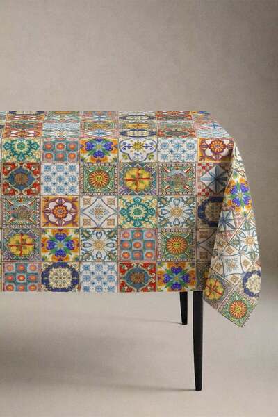 dekomall home & living Colorful Tiles Cotton Tablecloth-Msor006