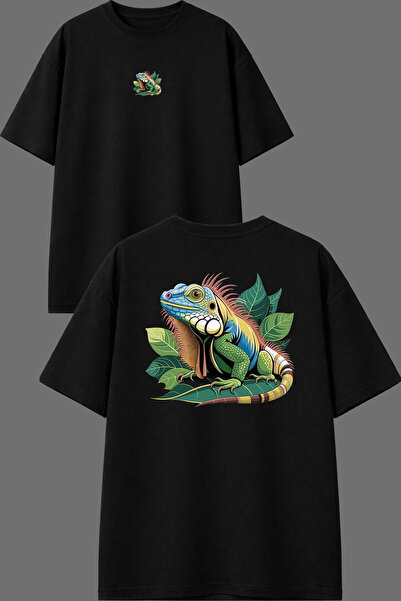 VSRN Μπλουζάκι Chameleon Colorful Design με στάμπα μπροστά και πίσω, μαύρο, o...