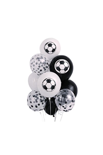Patladı Gitti Black and White Football Themed Concept Balloon Set of 10