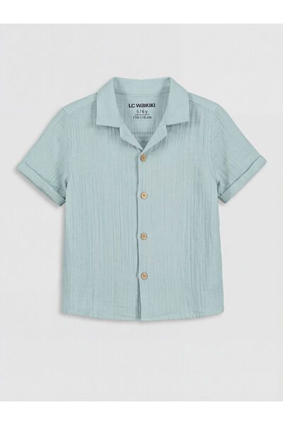 LC Waikiki Blue short sleeve textured boy's shirt