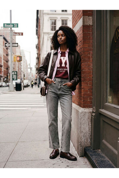 LC Waikiki Gray Crop Flare Women's Jean Pants