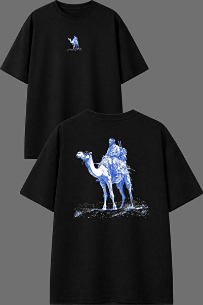 VSRN Μπλουζάκι Desert Bedouin Design με στάμπα μπροστά και πίσω, μαύρο, overs...