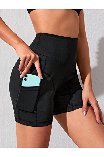 FridayIn سراويل وشورتات رياضية ذات لون واحد مع جيوب