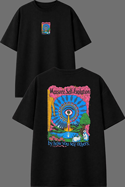 VSRN By How You Design Front and Back Printed Black Oversize t Shirt