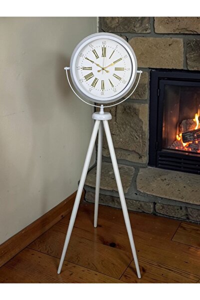 Leyaton Royal White Gold Roman Numeral Tripod Stand Clock Rvryt-Rs345