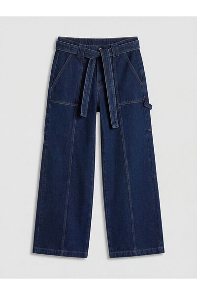 LC Waikiki Indigo Wideleg Women's Jean Pants with Belt