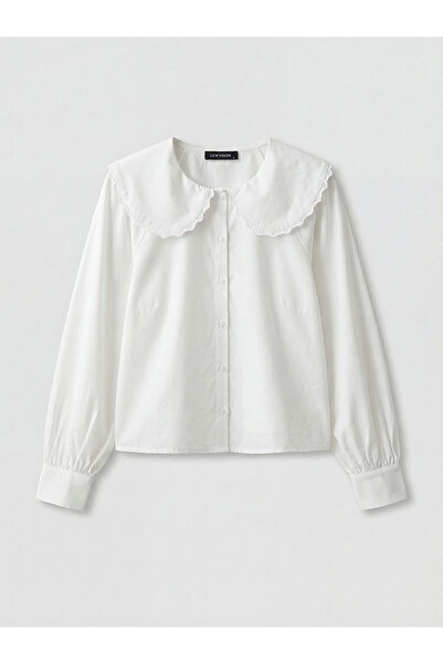 LC Waikiki White baby collar women's shirt from gulis clothing